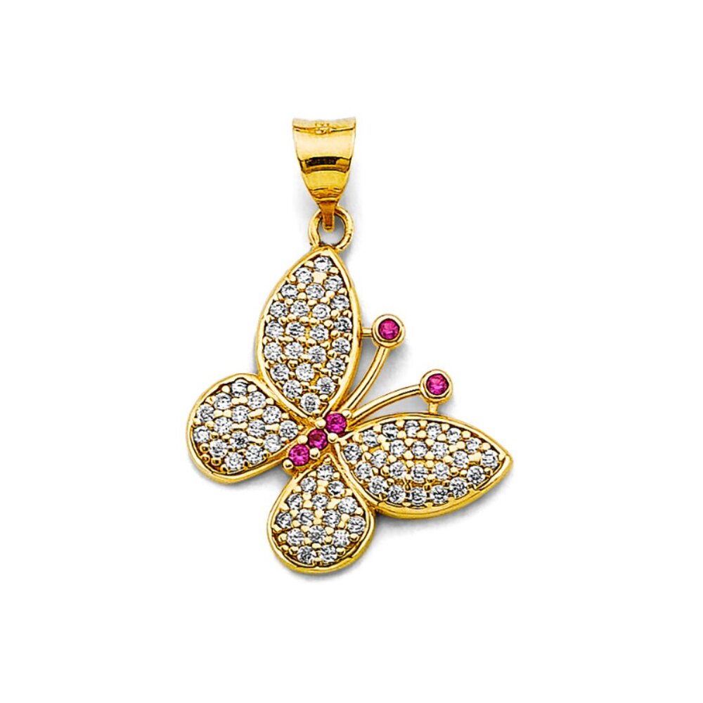 14KT Gold CZ Fancy Butterfly Pendant